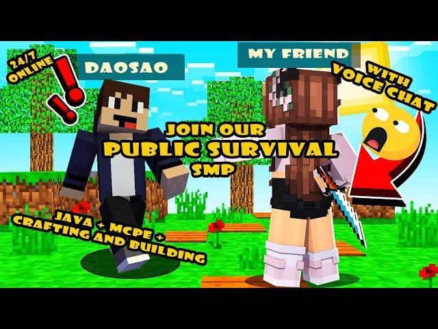 JOIN Our Public Survival Smp With Voice Chat for Java + MCPE + Crafting and Building | Daosao Gamers