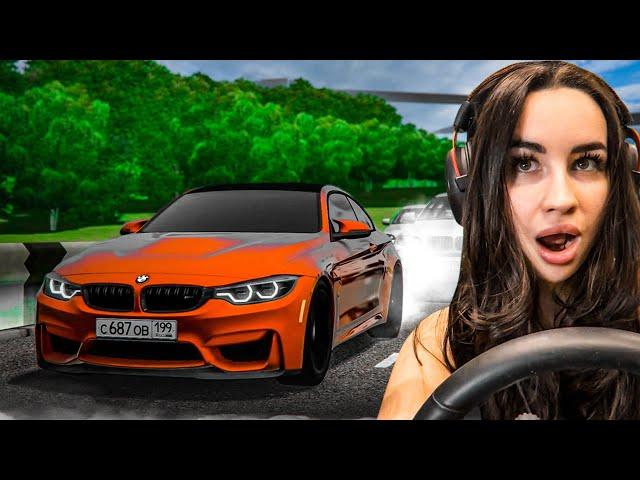 ОЛЯ СЕЛА ЗА РУЛЬ МОЩНОЙ И ОПАСНОЙ BMW M4 И РАЗДАЛА ПО ГОРОДУ! (CITY CAR DRIVING С РУЛЁМ)