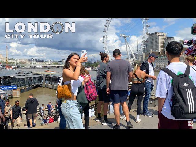 LONDON CITY TOUR | London Sightseeing Walk, Big Ben, London Eye| Central London Street Walk 4K HDR