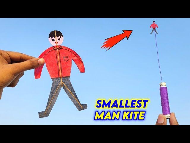 World's Smallest Man Kite , how to make paper man kite , flying unique homemade kite