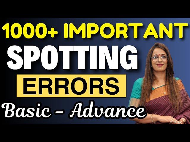 1000+ Important Spotting Errors For all Exams | Basic - Advance | Grammar | English With Rani Ma'am