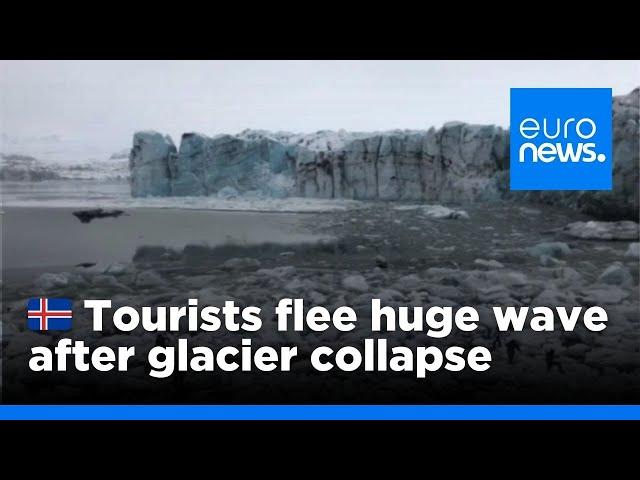 Watch: Tourists flee large wave after Icelandic glacier collapse | euronews 