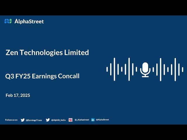 Zen Technologies Limited Q3 FY2024-25 Earnings Conference Call