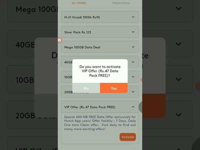 Hutch Free data daily. Rs 47 Data package