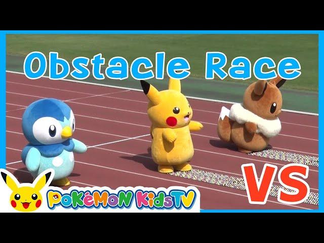 Piplup vs Pikachu vs Eevee : Obstacle Race | Pokémon Fun Video | Pokémon Kids TV​