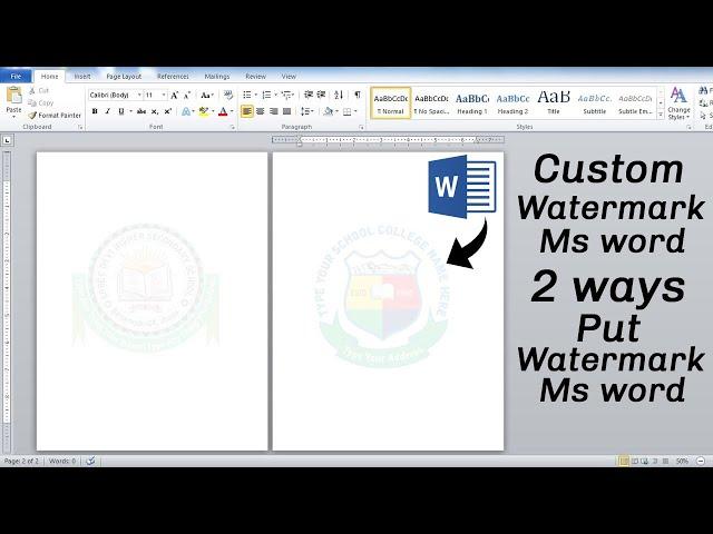 2 Different Ways to Make Watermark in Microsoft word | Any Logo | Any Picture | Ms Word Tutorial |