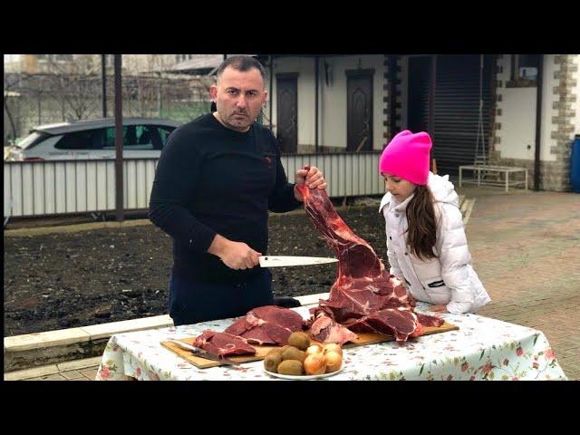 WILD BOAR MEAT on CHARCOAL. ENG SUB.