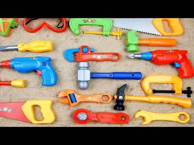 Handsaw, Drill, Wrench, Hammer, Ratchet, Chainsaw | Toy hand tools playset for kids