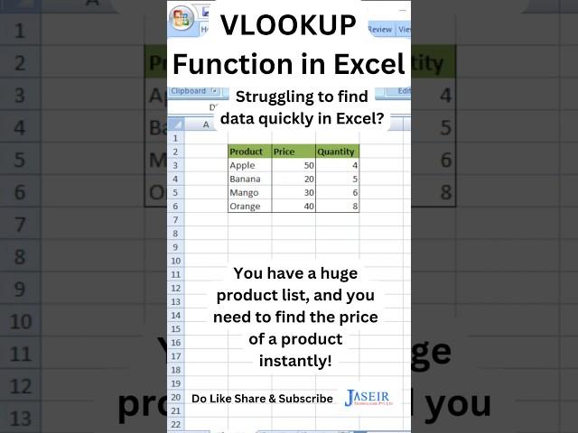 VLOOKUP Function in Excel – Find Data Like a Pro!