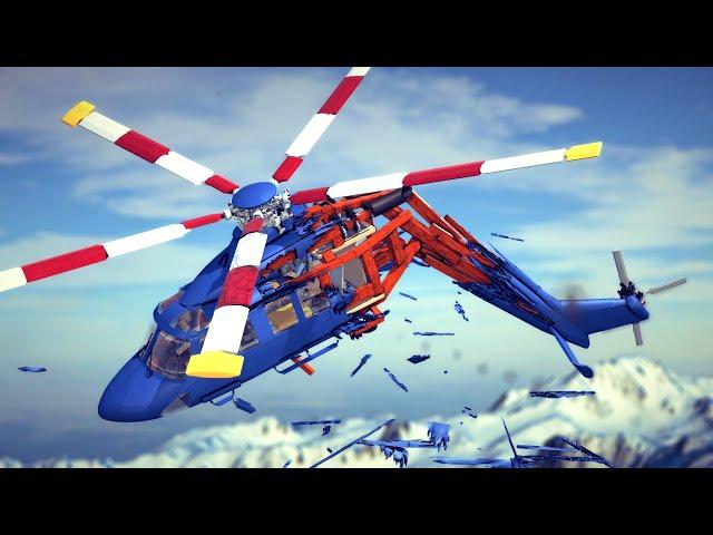 Helicopter cracked in half by guided missile! | Besiege