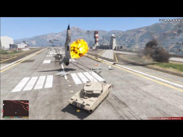 GTA 5 - Fort Zancudo Military Base Rampage + Six Star Escape