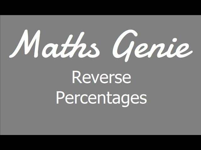 Reverse Percentages