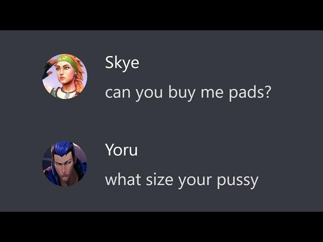 valorant agents responding to "can you buy me pads?" texts