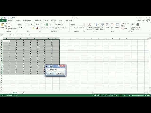 Change row height and column width of all rows  in Excel - Shortcut