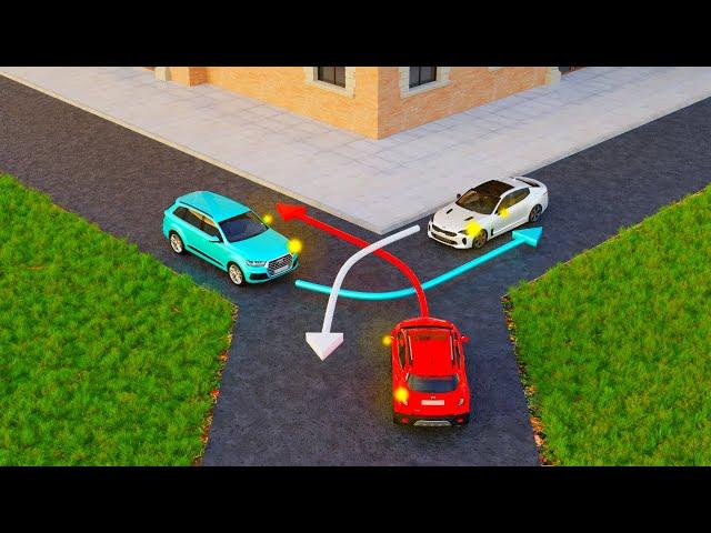 Trick Question: Which CAR Should PASS The Intersection FIRST? USA Driving Tests and Road Rules