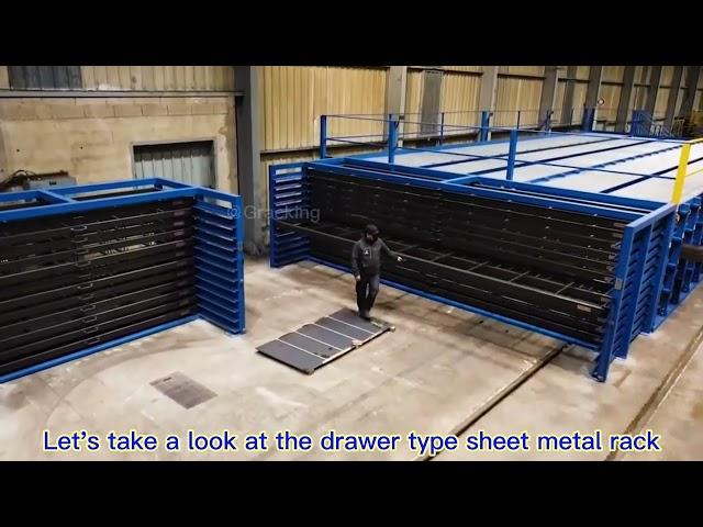 horizontal metal sheet rack with extendable drawers