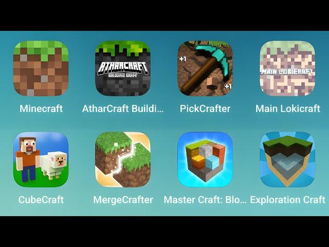 Minecraft, AtharCraft Building, PickCrafter, Main Lokicraft, CubeCraft, Merge Crafter, Master Craft