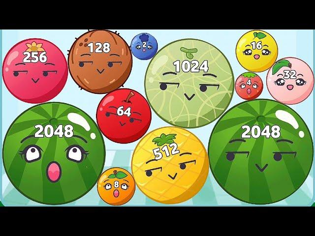 Make 2 Watermelons Game - Fruits Math, Color Ball Drop & Merge 2048 (Suika Asmr Gameplay)