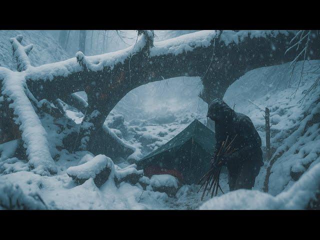 Surviving a Snowstorm with Just a Tarp and Fire