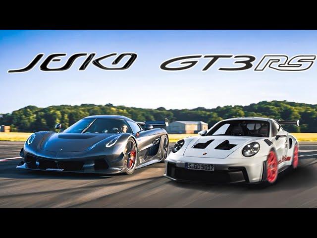 Koenigsegg Jesko VS. Porsche GT3 RS Track Battle at Top Gear Test Track Side-by-Side!