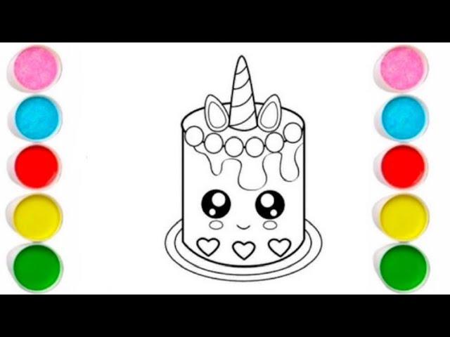 How to draw a cute Cake / Draw cute birthday cake things