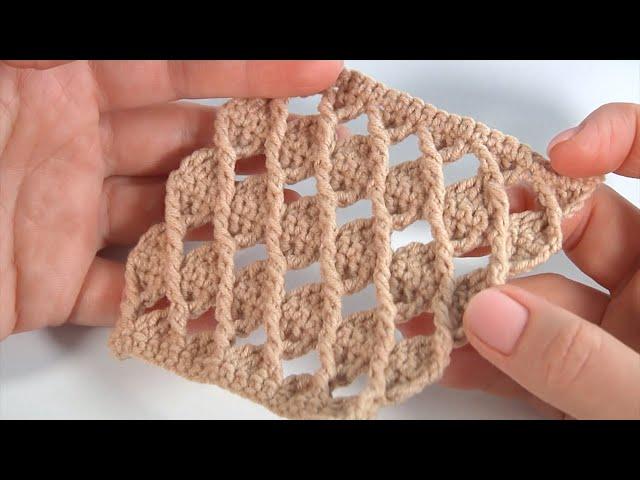 EASY and Fascinating /3D Crochet Stitch Pattern/Easy Textured Stitches for a Blanket Scarf and More