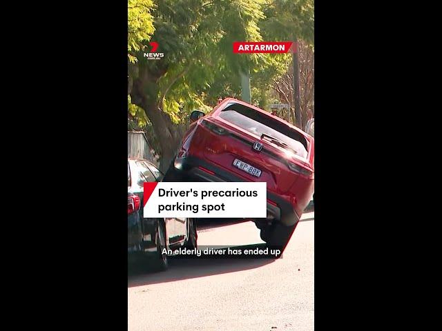 Elderly driver ends up in precarious position on parked car in Artarmon, Sydney