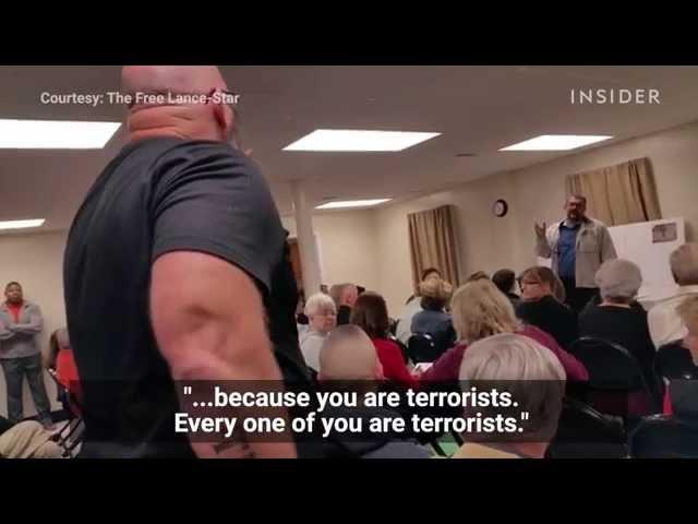 Anti-Muslim ranters ganged up on a Muslim man at a town hall meeting