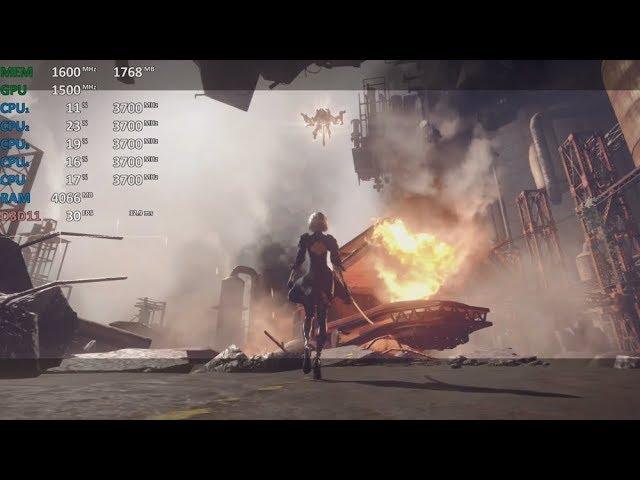 Ryzen 3 2200G Review Nier: Automata gpu@1500Mhz Gameplay Benchmark Test