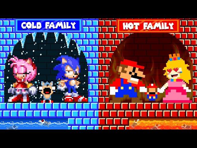 Family Challenge:  Mario vs Sonic Family HOT vs COLD Challenge! | Game Animation