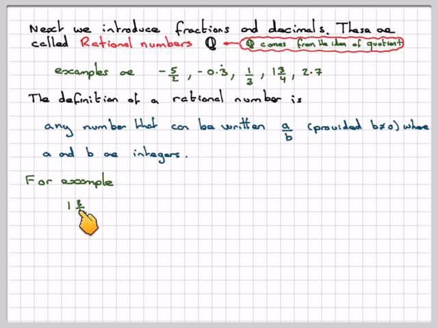 Introduction to natural, rational, irrational, real numbers and integers