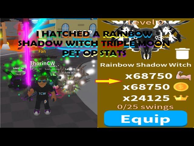 Saber Simulator I HATCHED A RAINBOW SHADOW WITCH TRIPLE MOON PET OP STATS