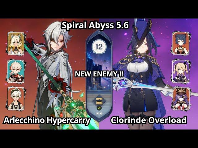 NEW !! C0 Arlecchino Hypercarry & C0 Clorinde Overload - Spiral Abyss Floor 12 Genshin Impact 5.6