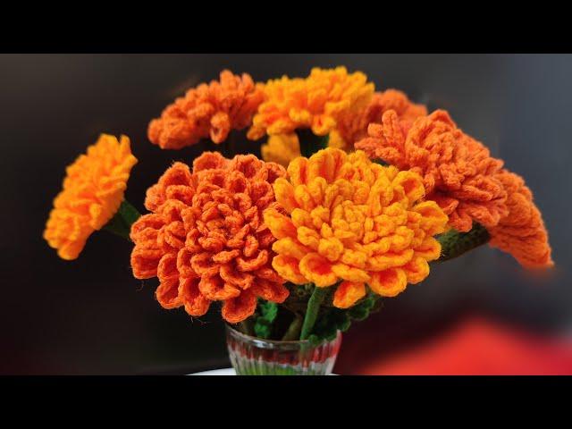 How to crochet Marigold (Cempasuchil) flower/Cum crosetam Craite