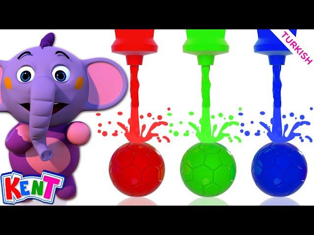 Cartoon | Learn Colors With Soccer Balls | Kent The Elephant Turkish