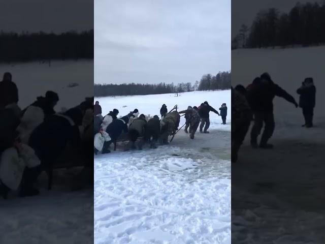 Лед не выдержал. В Якутии рыбаки эпично утопили полные сани свежевыловленной рыбы.