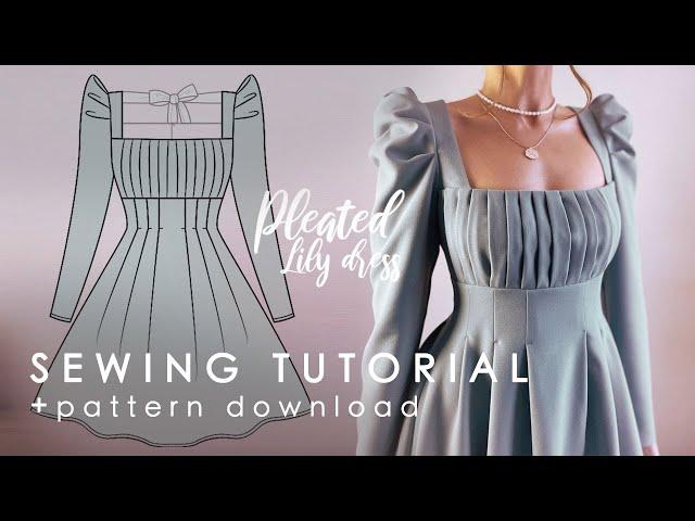 Pleated Dress With Bow Back Detail Sewing Tutorial + Pattern Download |Pleated Lily Dress|