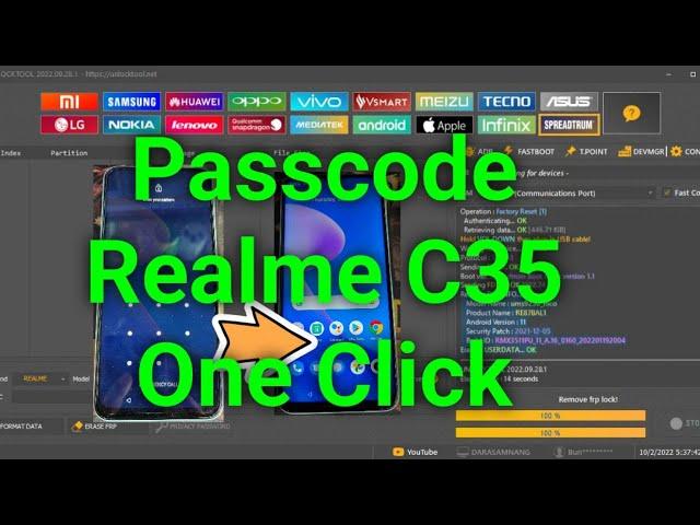 how to remove passcode realme c35 RMX3511one click by unlock tool