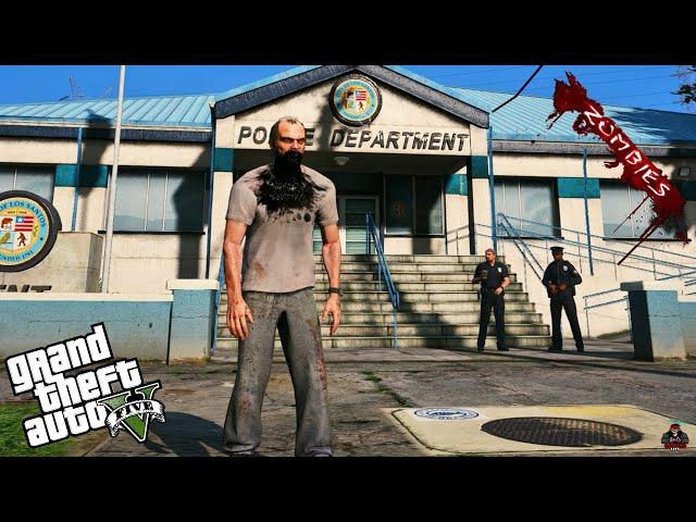 GTA 5 -  Trevor Becomes A Zombie｜And Attacked The Police Station