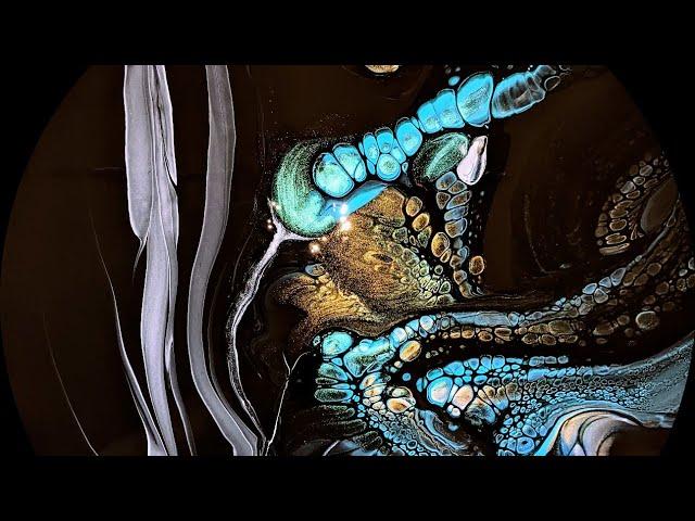 'Onyx Blossom' Acrylic Fluid Art ~ Abstract Flowers