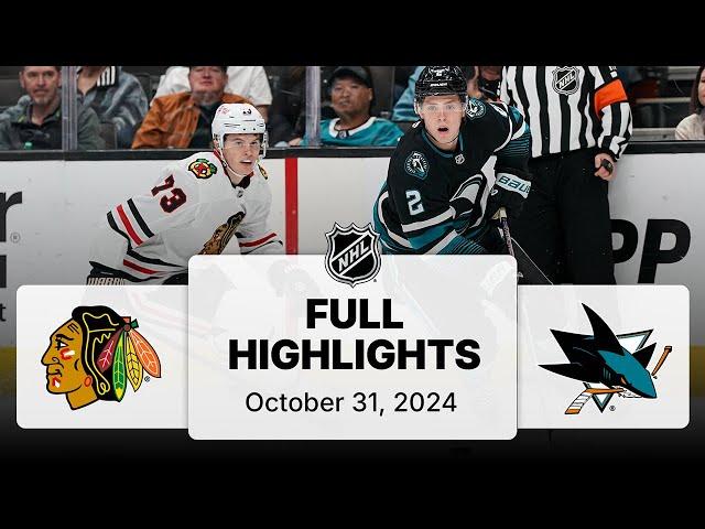 NHL Highlights | Blackhawks vs. Sharks - October 31, 2024