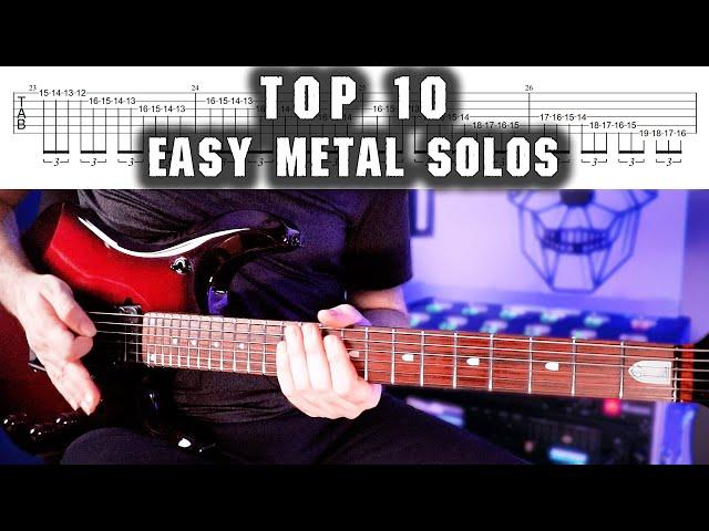 Top 10 Easy Metal Guitar Solos | With Tabs