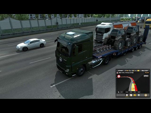 Euro Truck Simulator 2 - Mercedes Actros transporting tractors (heavy haul)