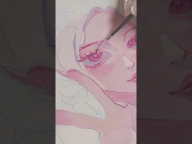 ️ nana gouache painting process #art #drawing #sketchbook #painting #pink #artist