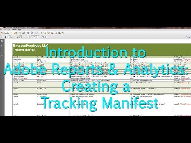 [Tutorial] Adobe Reports & Analytics: Creating a Tracking Manifest