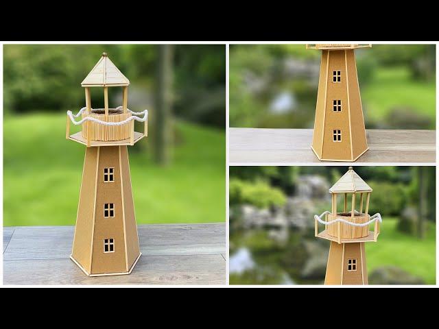 DIY lighthouse with cardboard Craft home decoration ideas