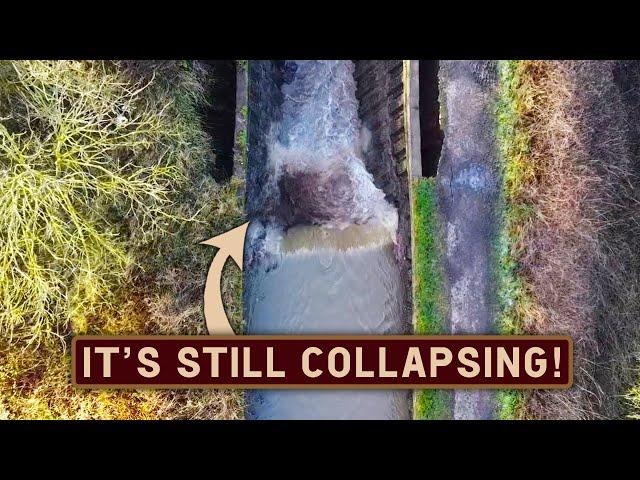 THE BRIDGEWATER CANAL BREACH IS STILL COLLAPSING! (Close up Drone Footage)