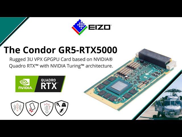 Condor GR5-RTX5000 3U VPX GPGPU Card with NVIDIA Turing™ Architecture