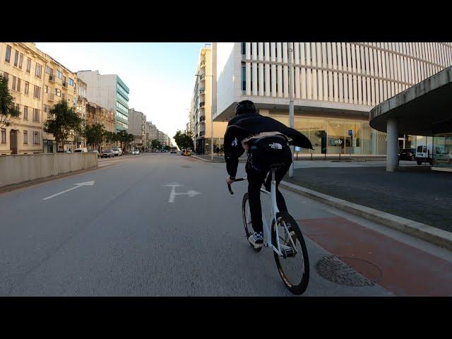 #FIXEDGEAR POV. Boavista Downhill. Pedro and Dima Chok. From downtown to ocean. Porto city. ASMR