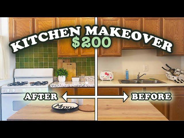 $200 DIY KITCHEN MAKEOVER | Rental Friendly Updates on a Budget w/ POP OF COLOR